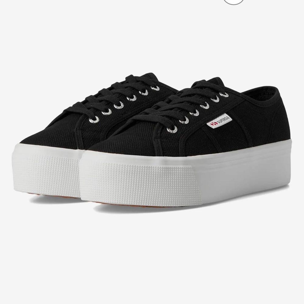 Two pairs - black and grey - Superga platform sneakers